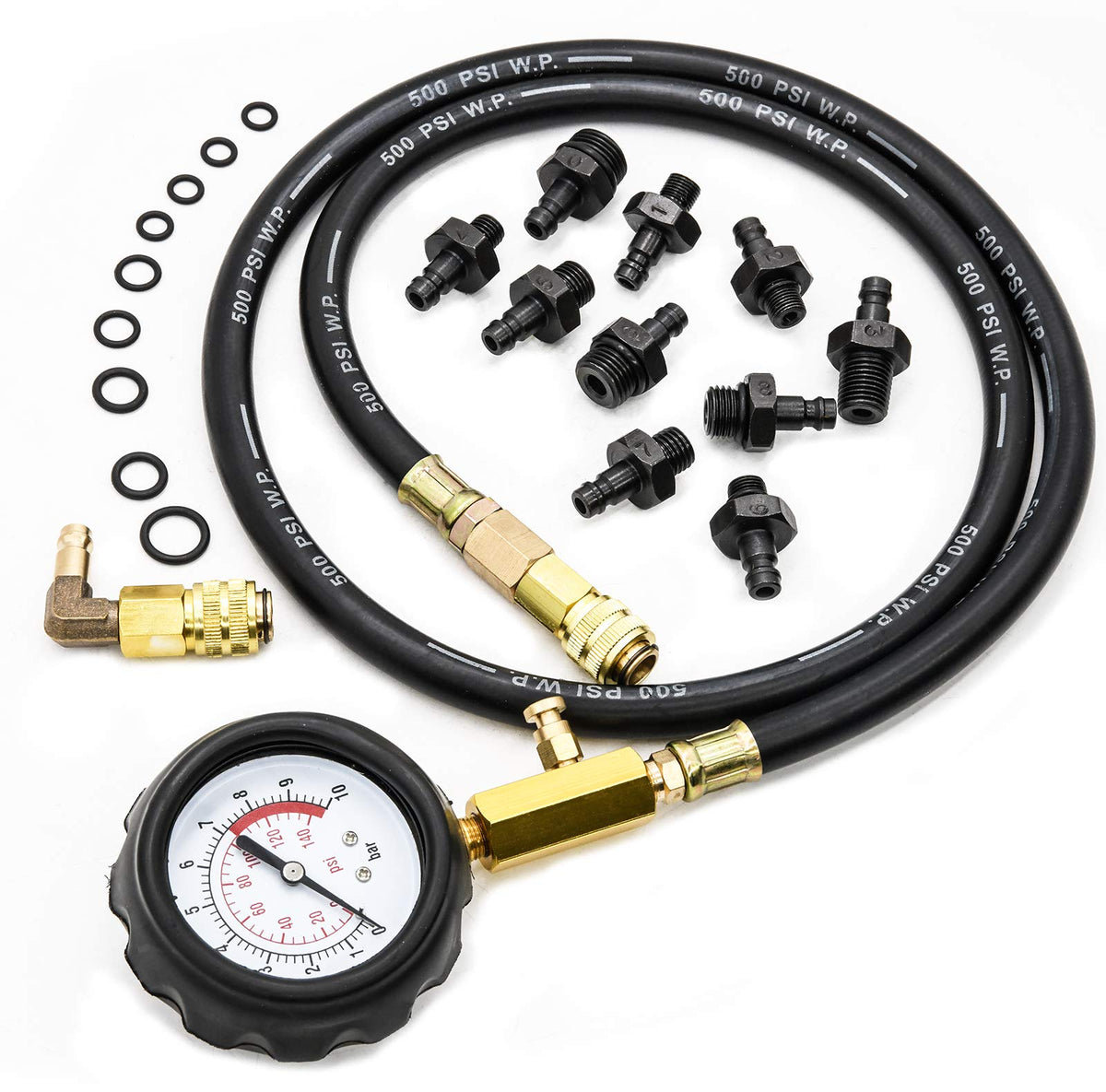 LEIMO KPARTS gauge dial close-up clear dual scale for precise PSI and Bar readings