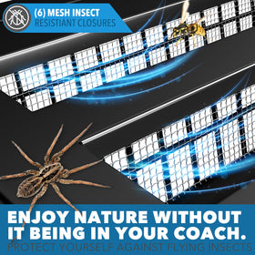 Leisure Coachworks mesh screen close-up showing fine weave to block insects