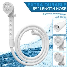 Leisure Coachworks 59-inch coiled ABS hose detail showing tidy, tangle-free storage