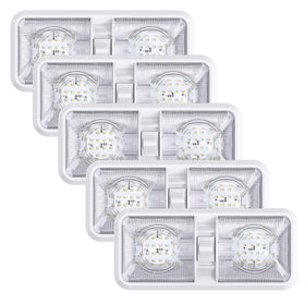 Leisure LED front view of double dome light showing clean illumination and bright benefit
