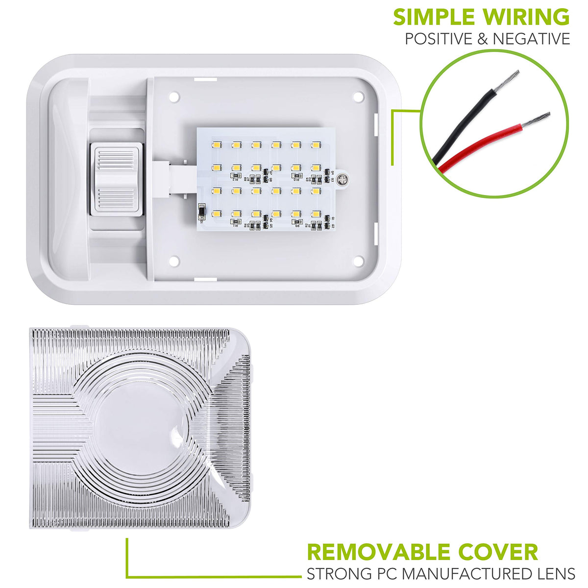 Leisure LED built-in on/off switch detail for convenient local control benefit