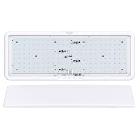 Leisure LED four-pack box with fixtures and mounting components arranged to show everything included