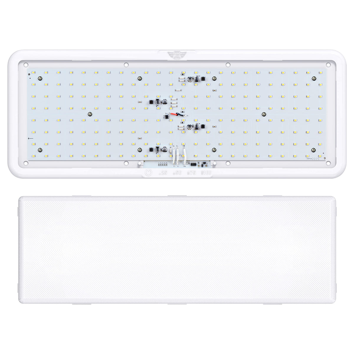 Leisure LED packaging and label showing certified components benefit