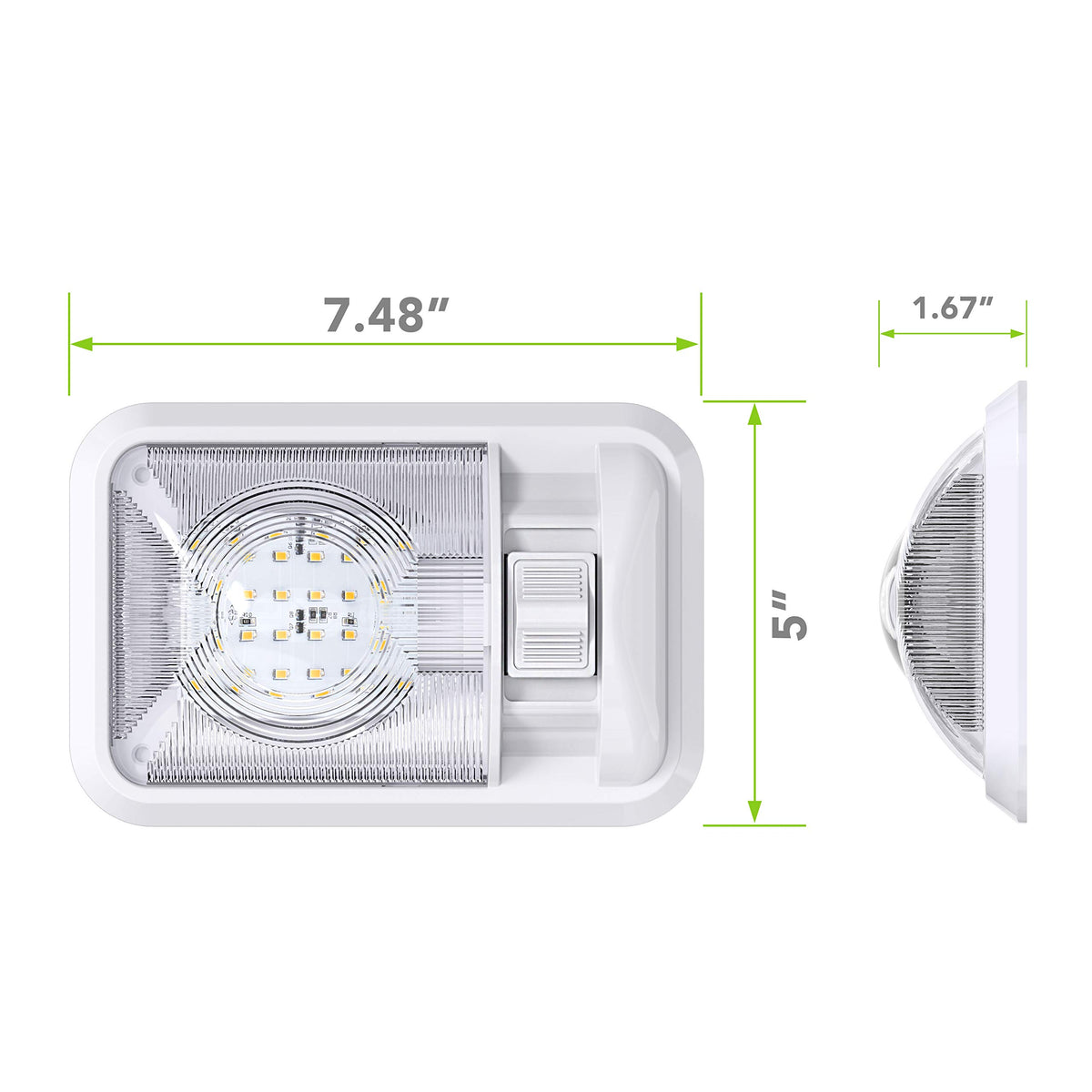 Leisure LED side profile highlighting low-profile shape and space-saving benefit