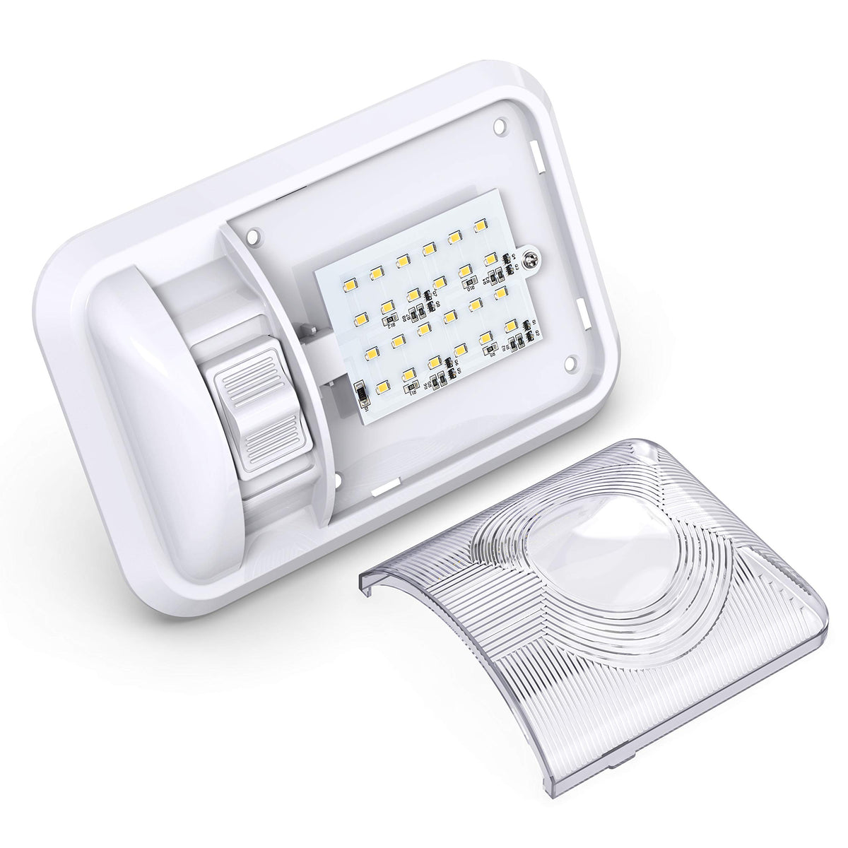 Leisure LED product label and warranty badge showing compliance and guarantee benefit