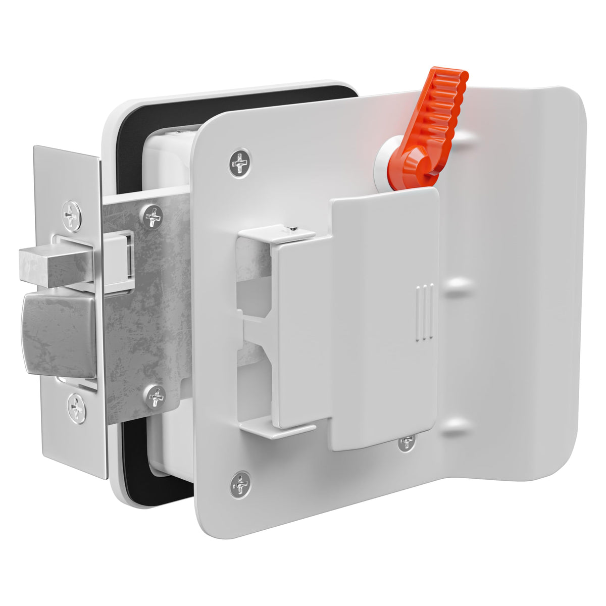Leisure Locks hardware kit with strike plates showing complete installation parts