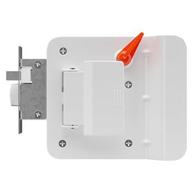Leisure Locks installed on camper door demonstrating direct replacement fit