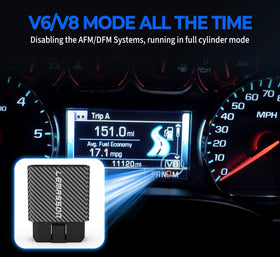 LEMASSON AFM Disabler connected in vehicle demonstrating plug-and-play convenience