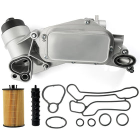 LEMASSON front view of oil cooler housing showing mounting points and fit benefit
