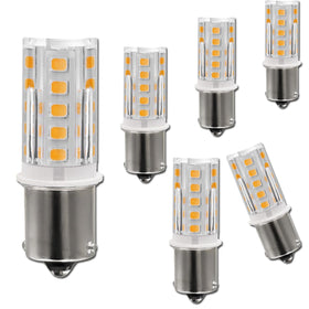 LeMeng bulb front view showing BA15S base and warm-white glow benefit