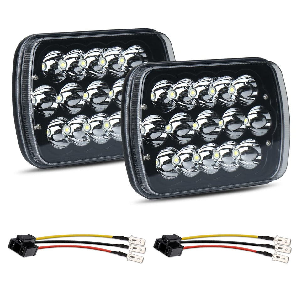 Lemniscate front view of 7x6 LED headlight showing rugged design and improved visibility