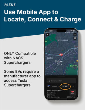LENZ adapter in use at Supercharger illustrating fast charging capability