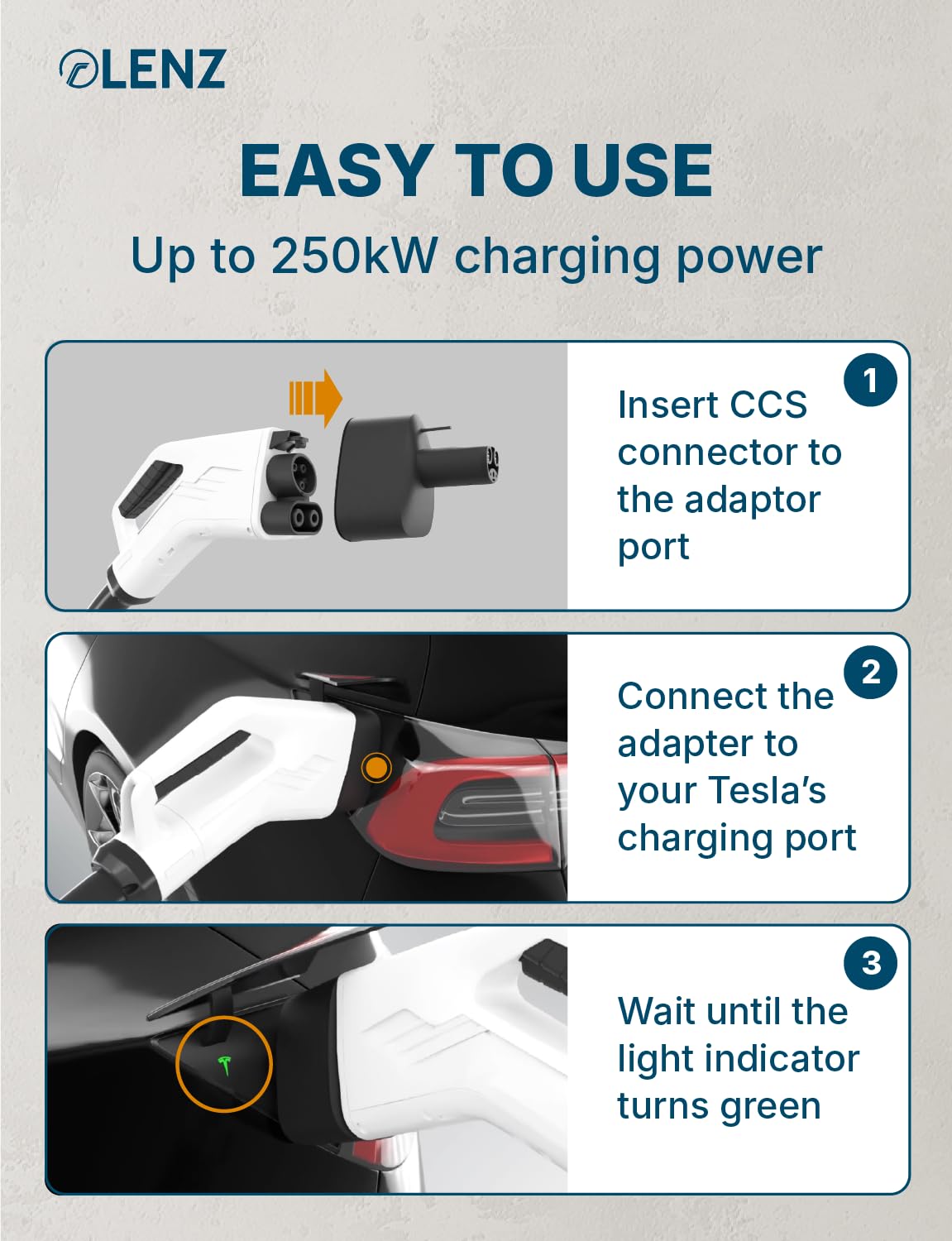 LENZ adapter next to a hand showing compact size and easy transport