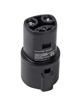 LENZ front view of adapter showing NACS plug and J1772 inlet benefit convenience
