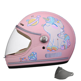LEOICHE pink helmet front view showing bright graphics and secure fit