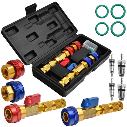 LEONTOOL front view of red and blue couplers showing durable construction and quick connection benefit