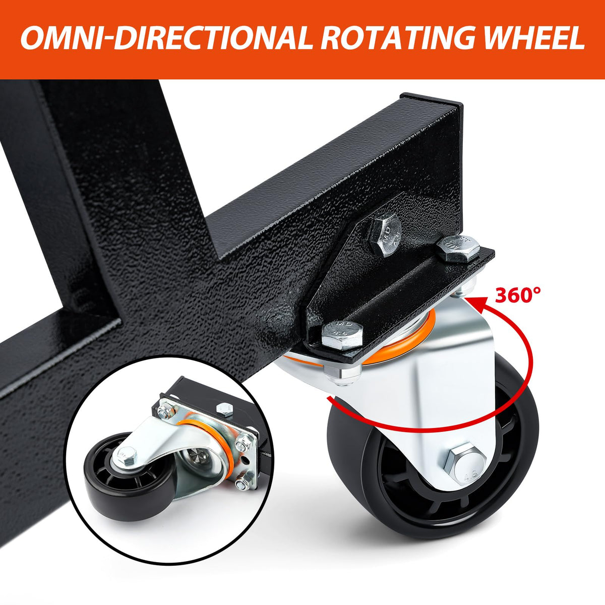 LEQEE swivel caster detail showing smooth mobility and shop control