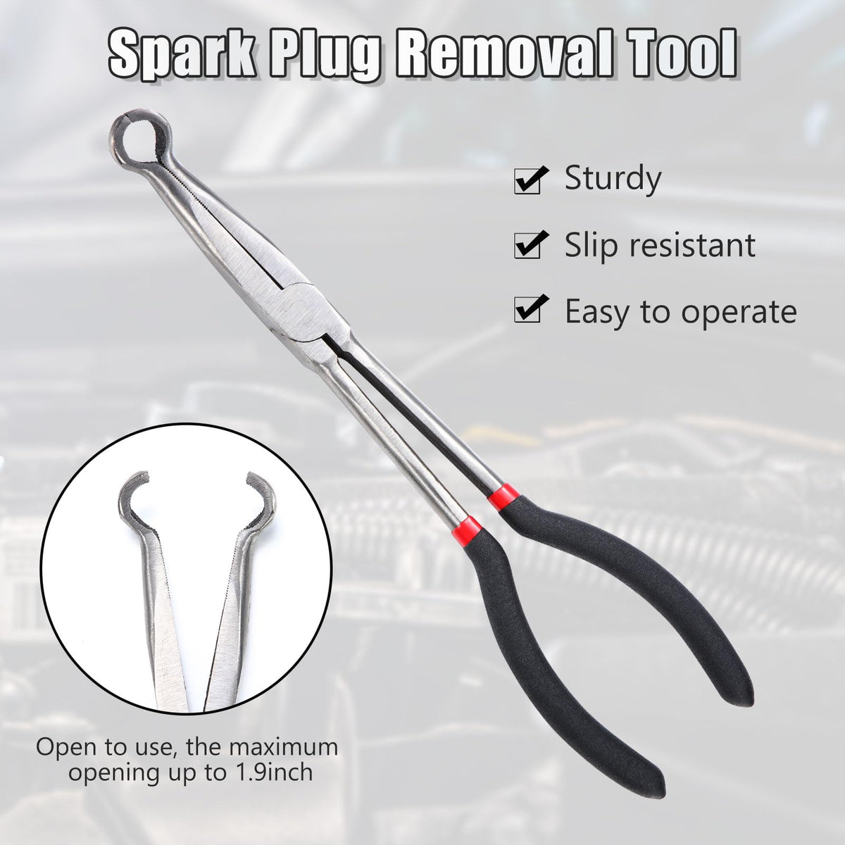 Leriton tools in use in an engine bay for easier spark plug removal