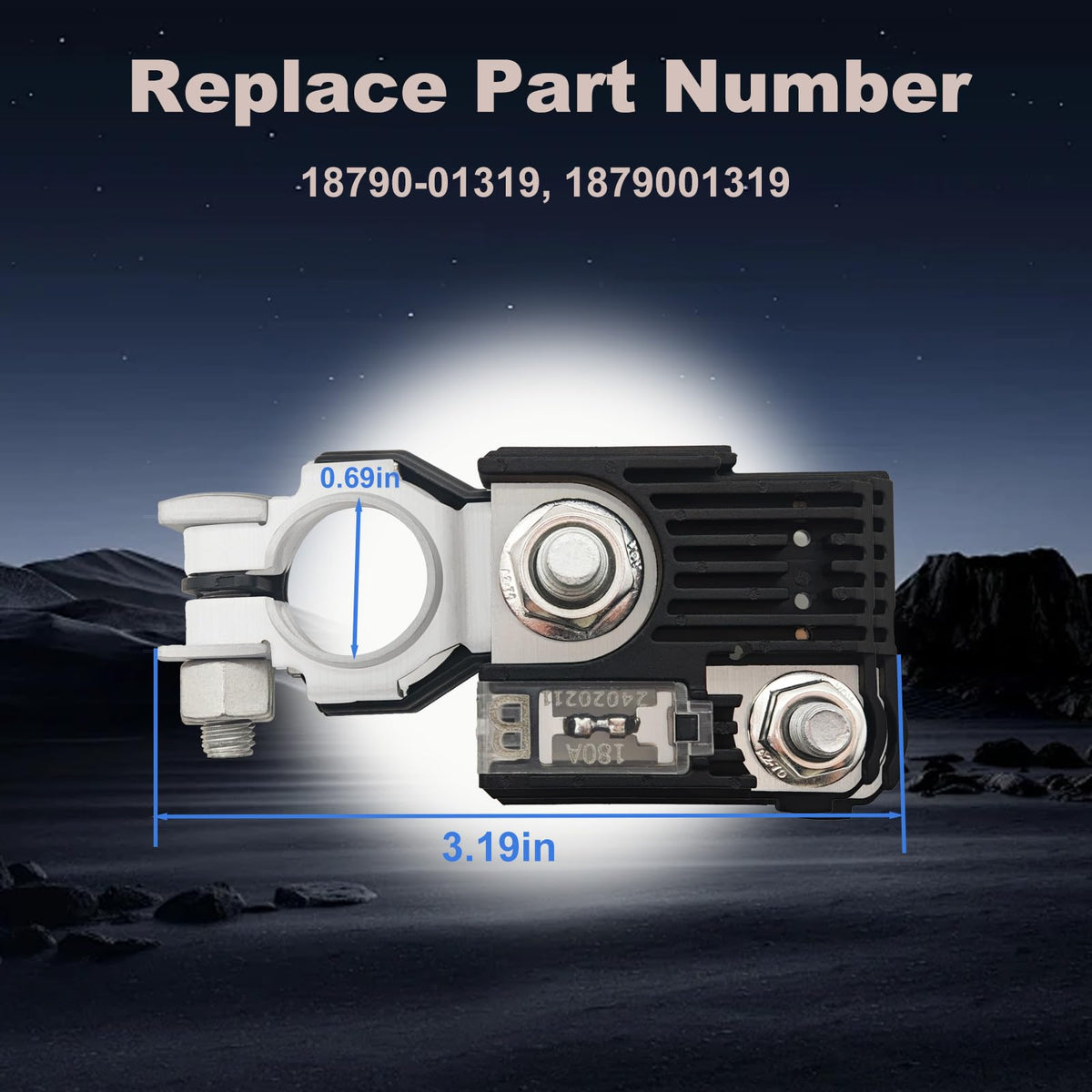 LESHIAUTO fuse installed on a car battery demonstrating direct-fit replacement convenience