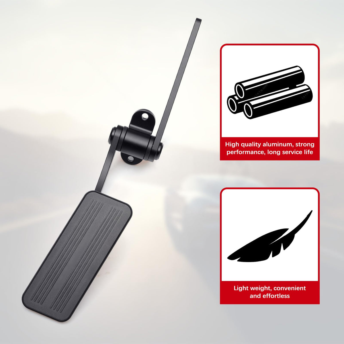 Lesiyou side profile of pedal arm demonstrating slim durable aluminum construction