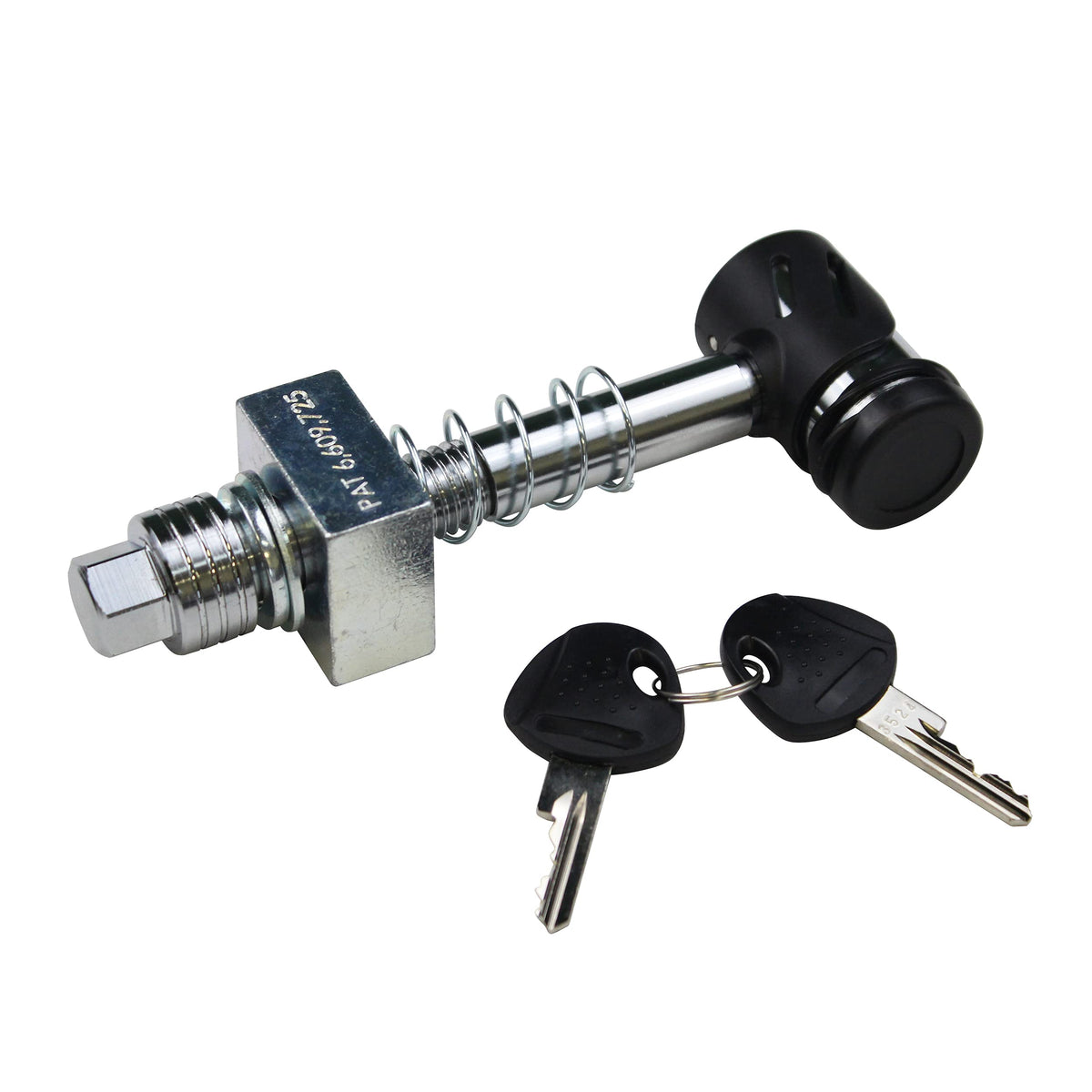 Let's Go Aero hitch pin being pressed into receiver for quick, keyless locking