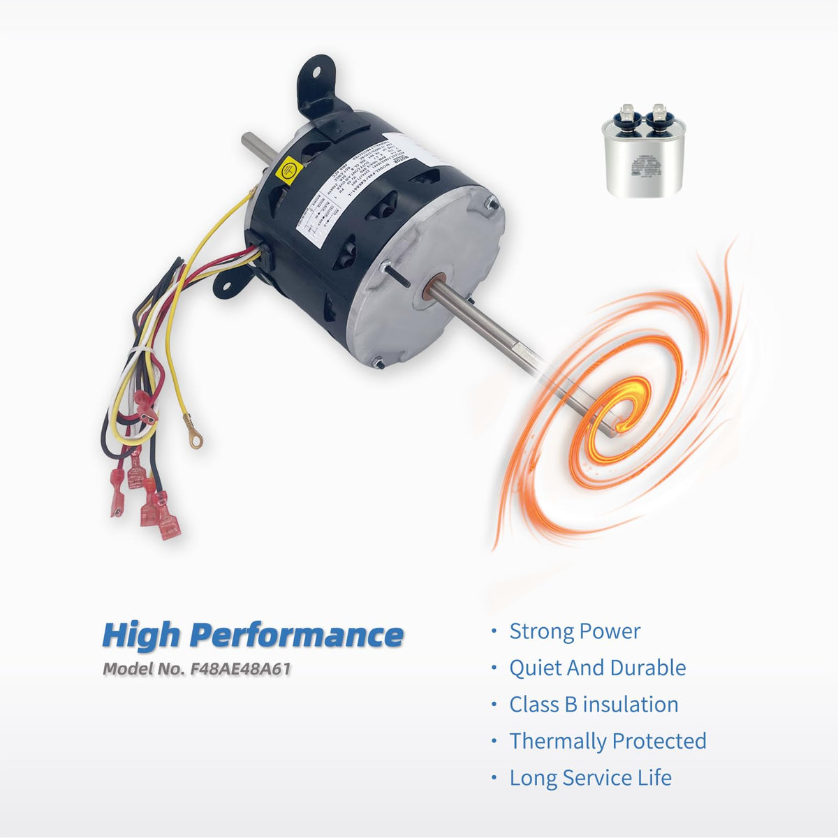 LEUNGOO boxed motor with label showing part number and 2-year warranty for buyer confidence