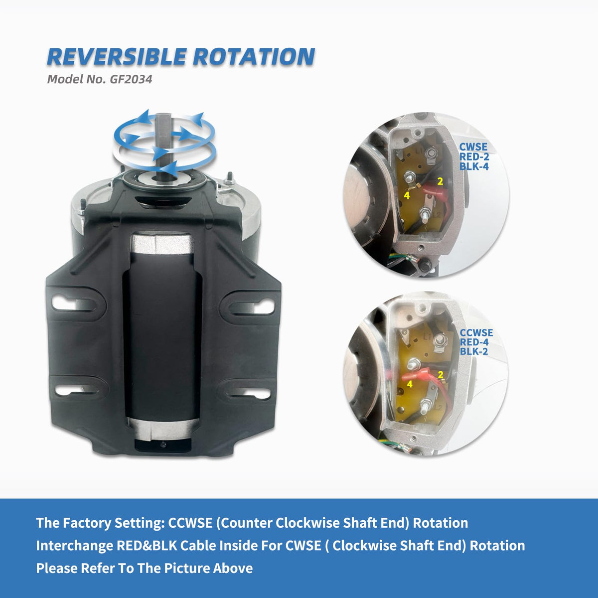LEUNGOO GF2034 label and model plate with specifications for correct part identification
