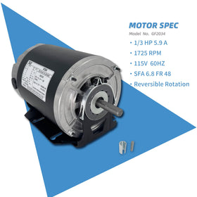 LEUNGOO GF2034 shaft close-up showing 1/2 inch diameter for easy pulley fitment
