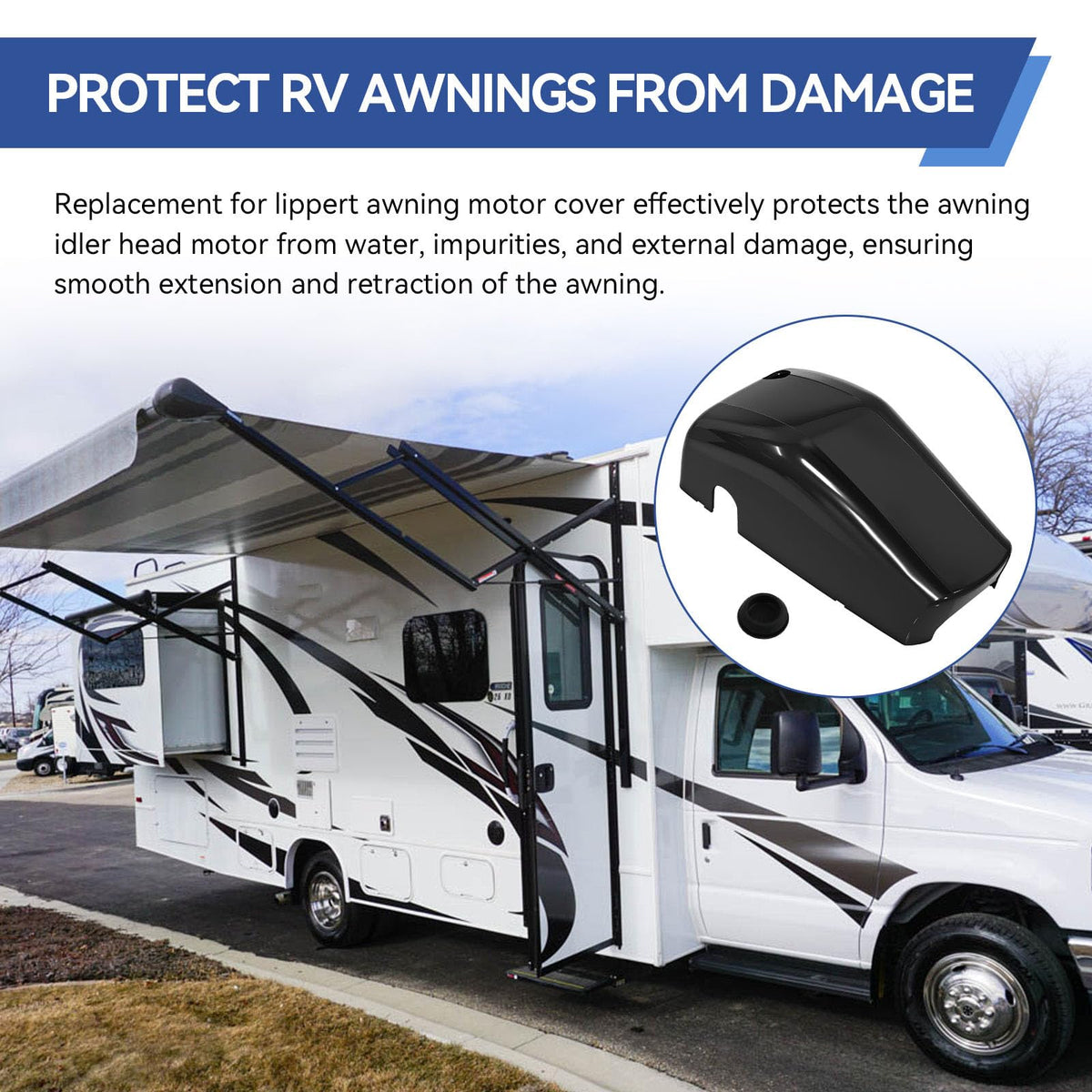 LEWEREST cover on RV at campground showing improved appearance and protection