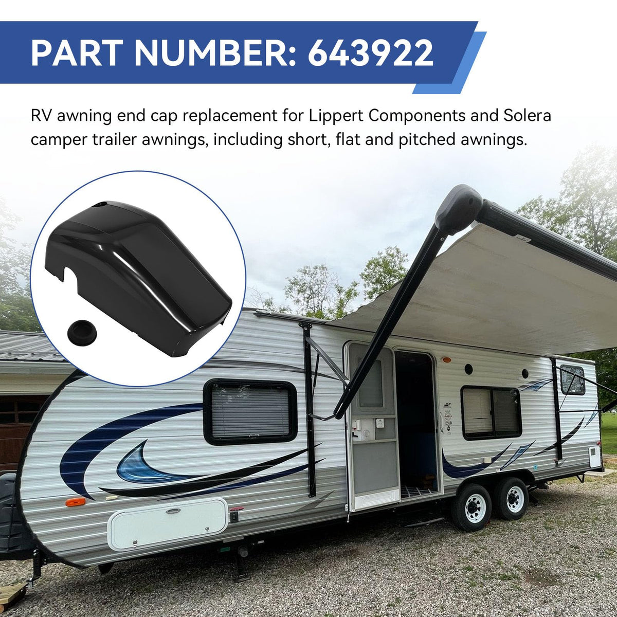 LEWEREST right awning cover side profile demonstrating sleek black design benefit