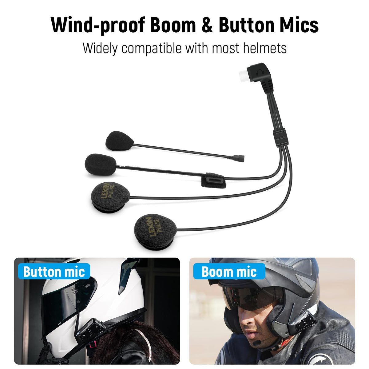 LEXIN Pulse boom microphone detail showing clear voice pickup advantage