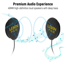 LEXIN Pulse closeup of 40mm driver highlighting deeper bass benefit