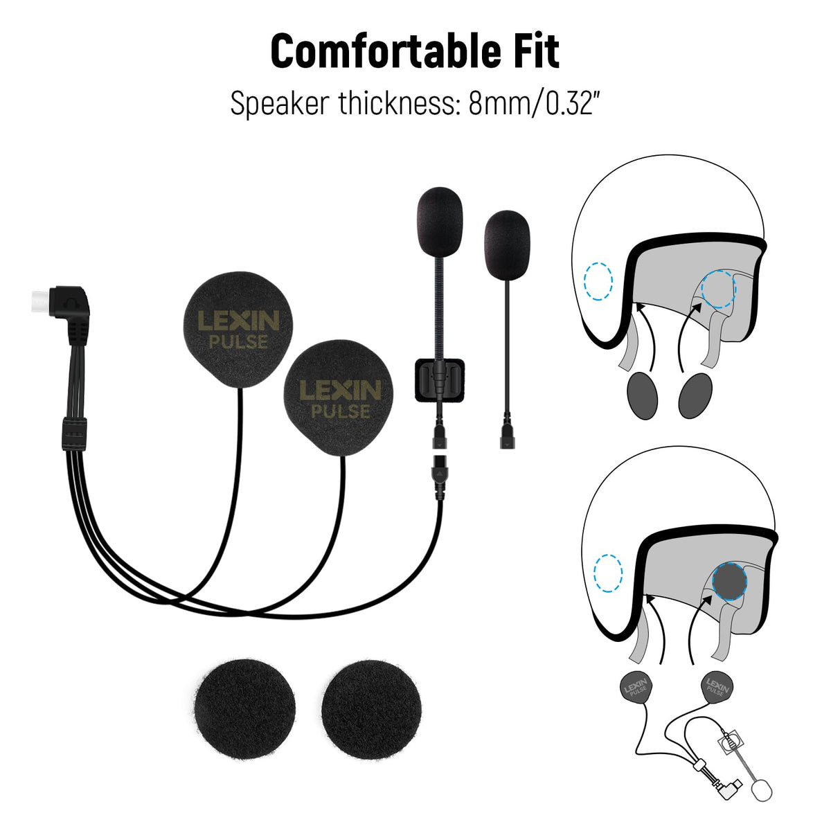 LEXIN Pulse installed in helmet demonstrating neat fit and comfort