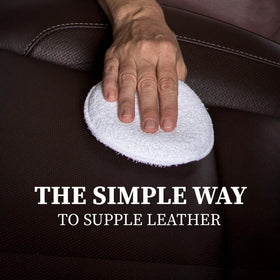 Close-up of conditioned leather texture with Lexol, improved softness benefit