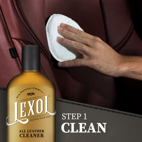 Lexol conditioner pouring to show smooth consistency that heals and softens