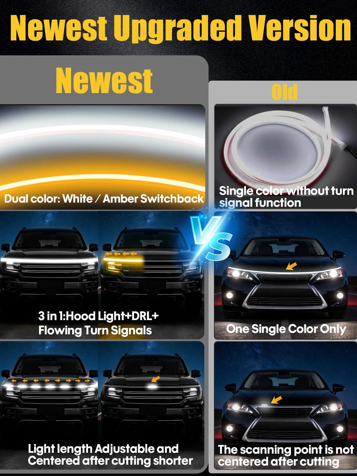 LEYMANRIYA hood-mounted strip across vehicle hood showing modern styling and added visibility