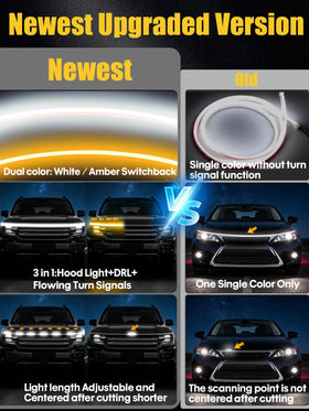 LEYMANRIYA hood-mounted strip across vehicle hood showing modern styling and added visibility