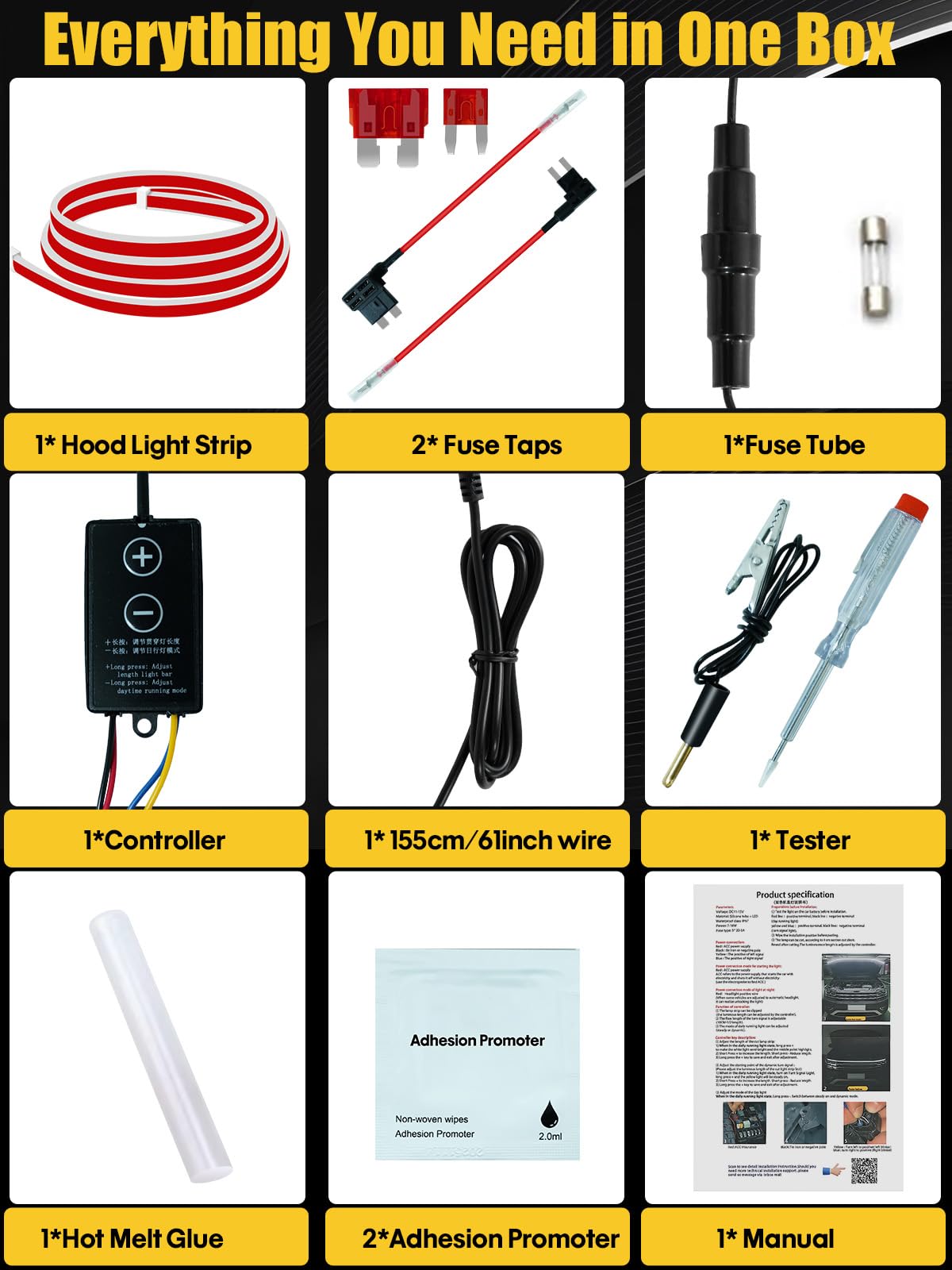 LEYMANRIYA wiring kit with fuse taps and test pencil showing safe, included installation tools