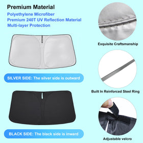 Lezcoan folded shade inside storage bag illustrating compact portability