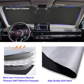 Lezcoan folded sun shade in storage bag for compact convenient storage