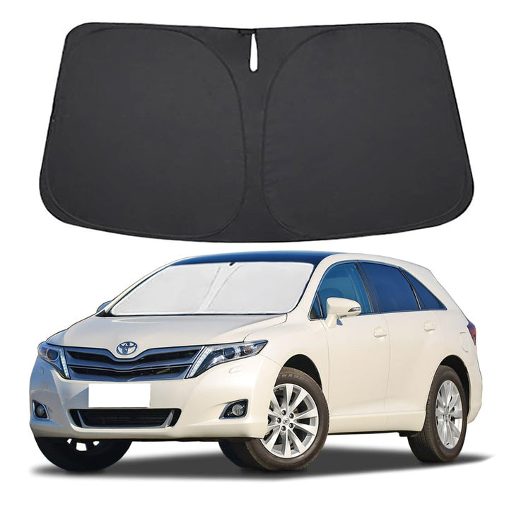 Lezcoan front-fit shade installed in Toyota Venza showing precise coverage and protection