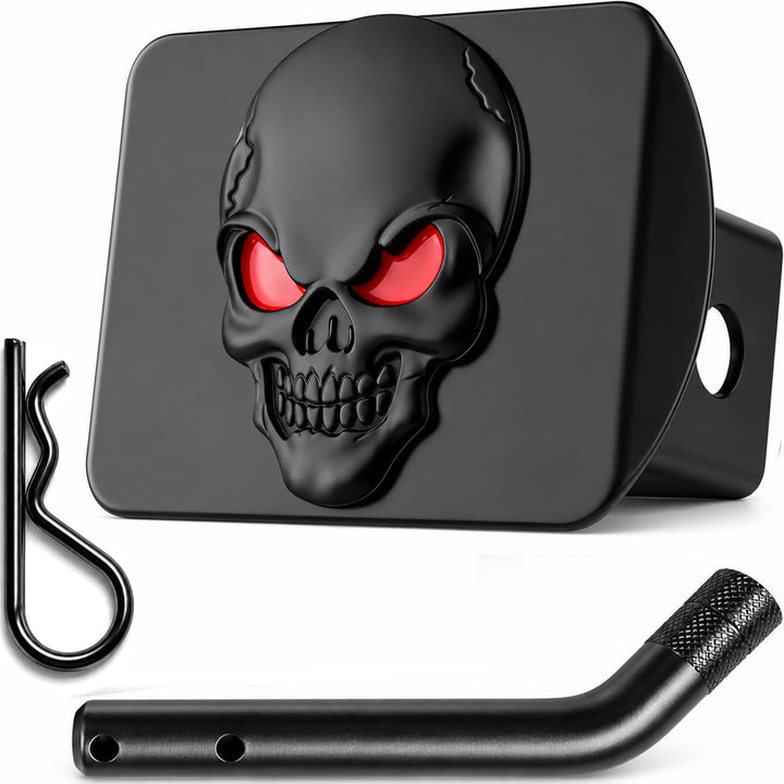 LFPartS skull hitch cover front view showing bold emblem and protection