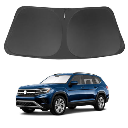 LHFLIVE sun shade front packaging showing custom-fit for Atlas protects interior