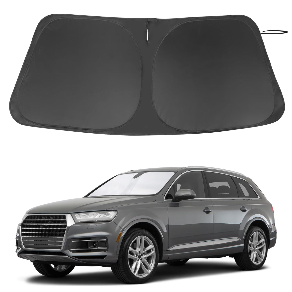 LHFLIVE front-installed sun shade on Audi Q7 windshield reducing cabin heat
