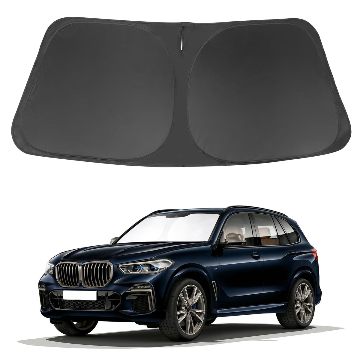 LHFLIVE front view on BMW X5 showing full windshield coverage and sun protection