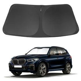 LHFLIVE front view on BMW X5 showing full windshield coverage and sun protection