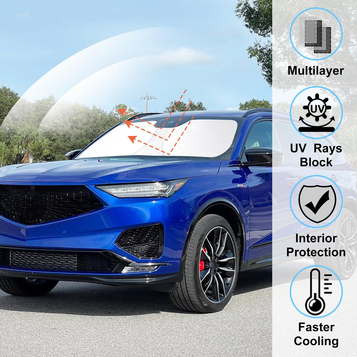 LHFLIVE reflective fabric close-up showing UV-blocking texture benefit