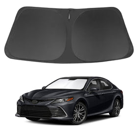 LHFLIVE front packaging showing Camry-specific windshield shade and secure fit