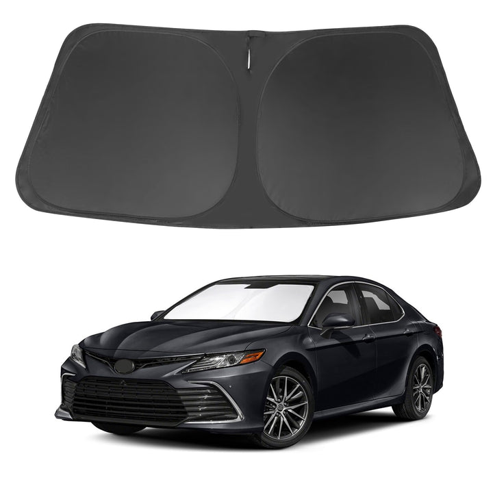 LHFLIVE front packaging showing Camry-specific windshield shade and secure fit