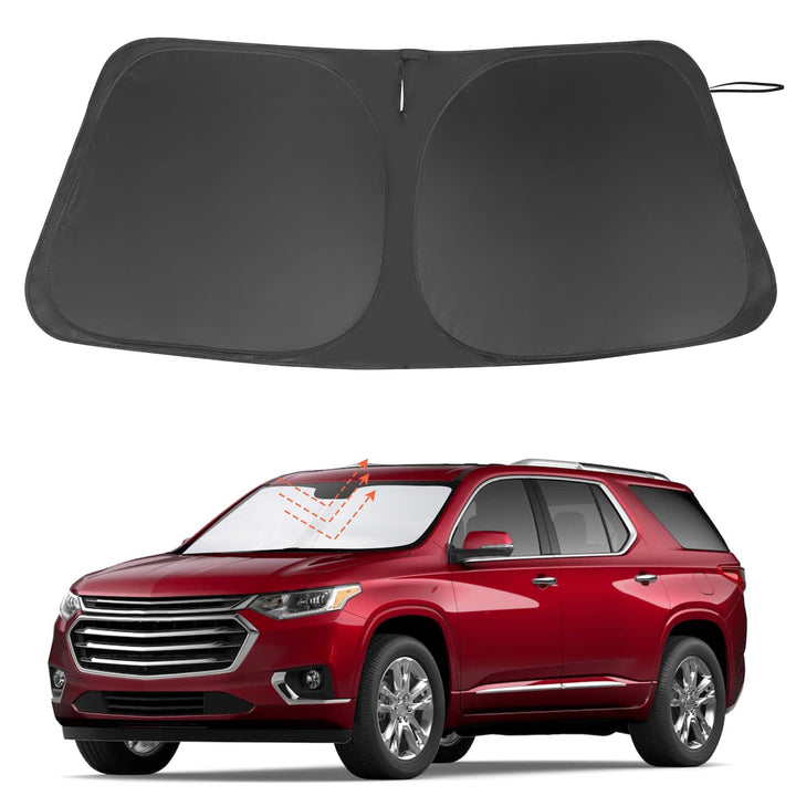 LHFLIVE front view showing perfect Traverse windshield coverage and heat reduction
